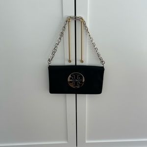 Tory Burch Clutch Purse in Black with Detachable Chain